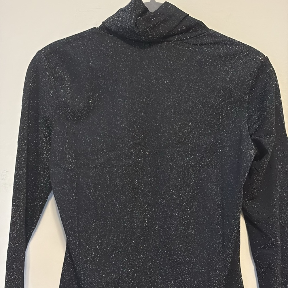 NWT Festive Sparkle Black Long Sleeve Turtleneck Top